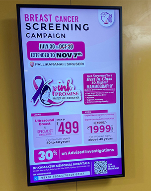 Hospital digital display board showing appointment and queue status